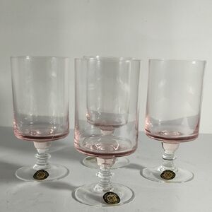 Sasaki Regency Japan Pink Crystal Water Goblet Juice Glass 4.75" Set Of 4